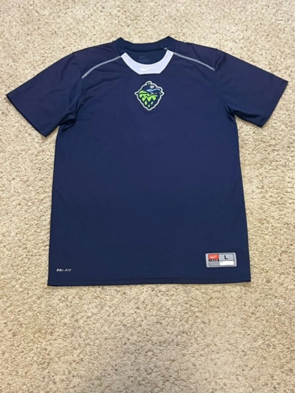 Hillsboro Hops Nike Dri Fit Blue Team Issued Worn Practice Shirt #9 Size Large L